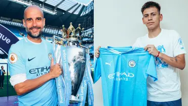 El futbolista de 18 años fue presentado en el Manchester City.