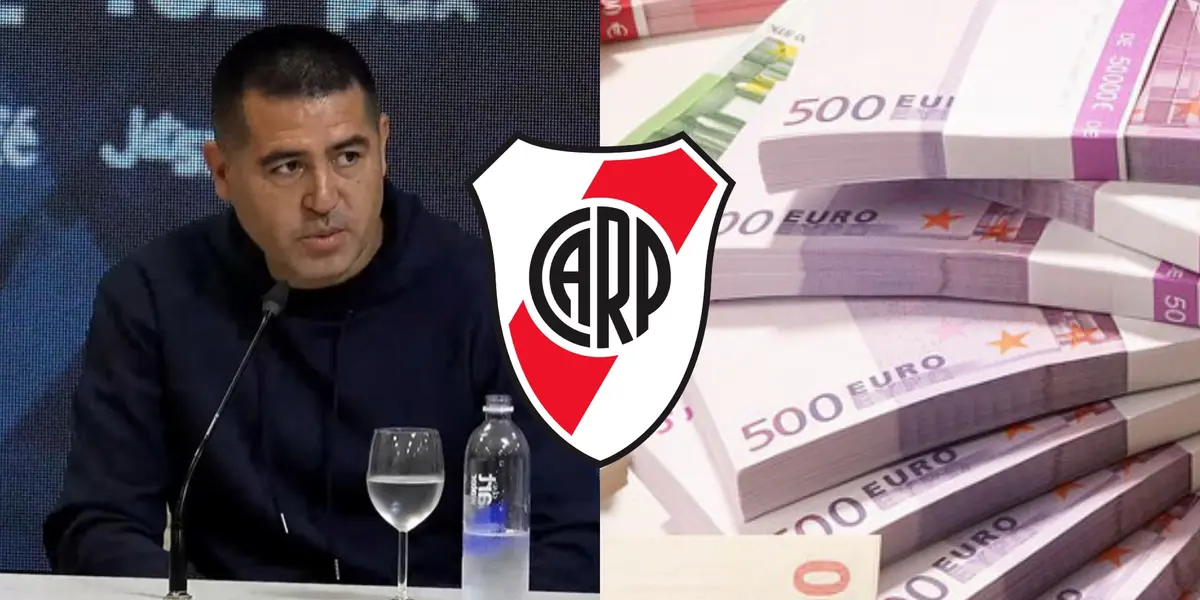Riquelme y fajo de billetes