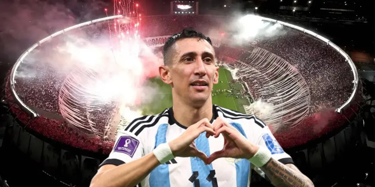 Ángel Di María y Estadio Monumental de fondo