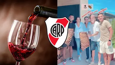 Copa de vino y Borja con los costillares