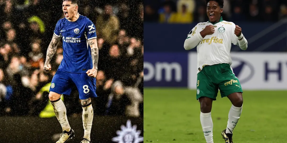 Endrick festejando a lo Kong y Enzo Fernández en Chelsea
