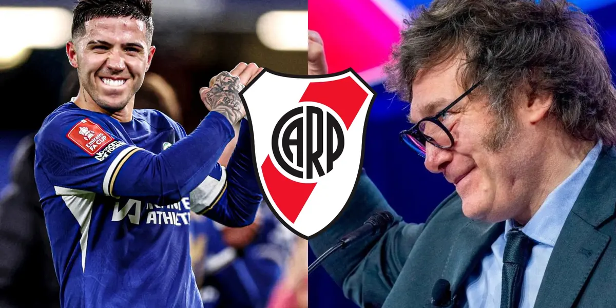 Enzo Fernández feliz en Chelsea y Javier Milei sonriendo
