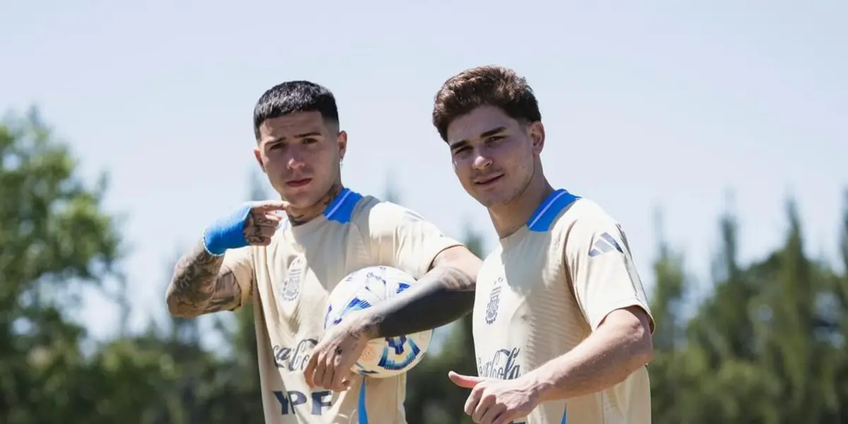 Enzo Fernández y Julián Álvarez
