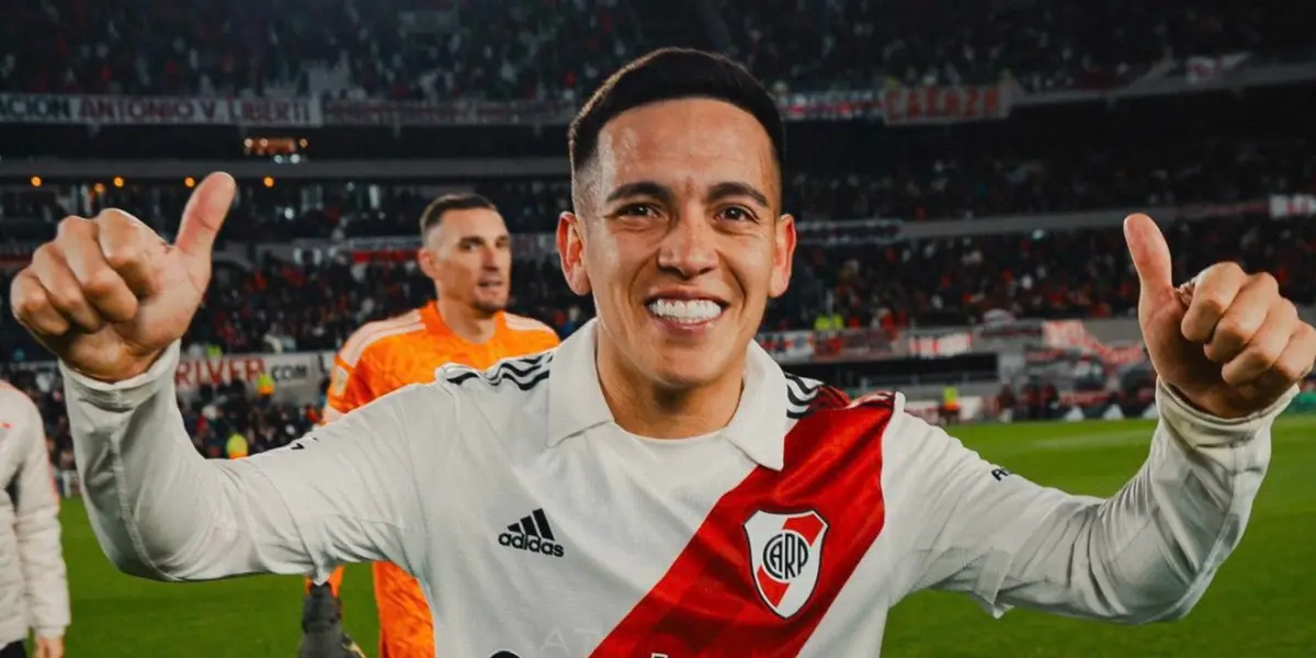 Esequiel Barco festejando en River
