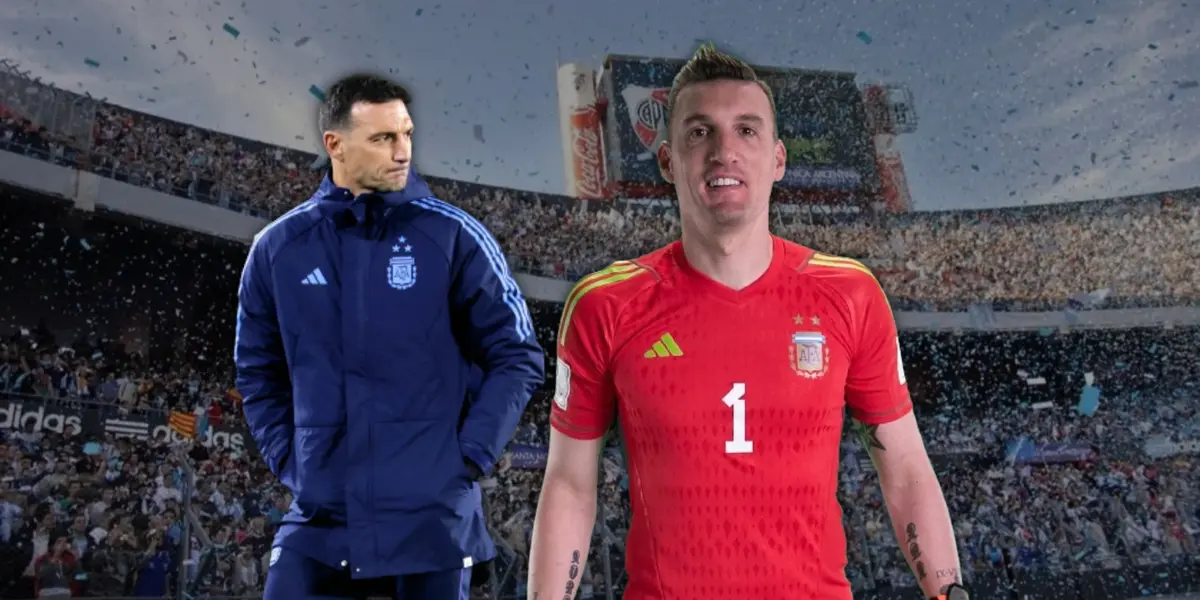 Franco Armani y Lionel Scaloni.