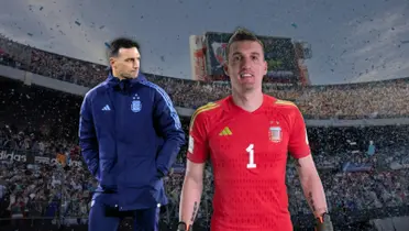 Franco Armani y Lionel Scaloni.