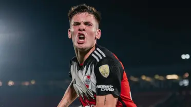 Franco Mastantuono gritando su golazo en River