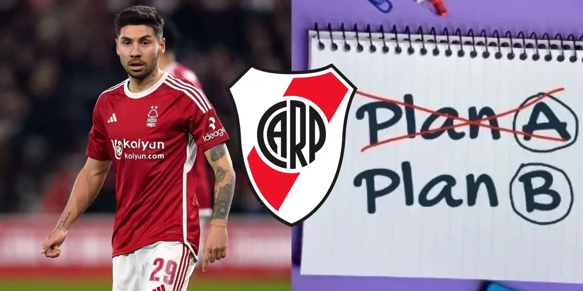 Gonzalo Montiel, escudo de River y hoja con Plan A tachado y plan B