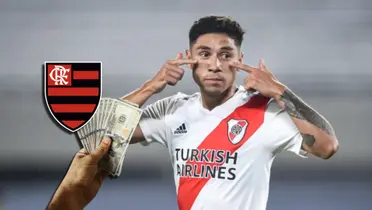 Gonzalo Montiel vistiendo la camiseta de River Plate en 2021.