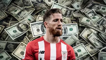 Iker Muniain sobre un fondo de dólares