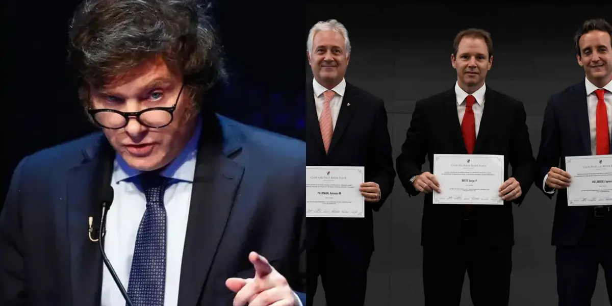 Javier Milei y dirigencia de River