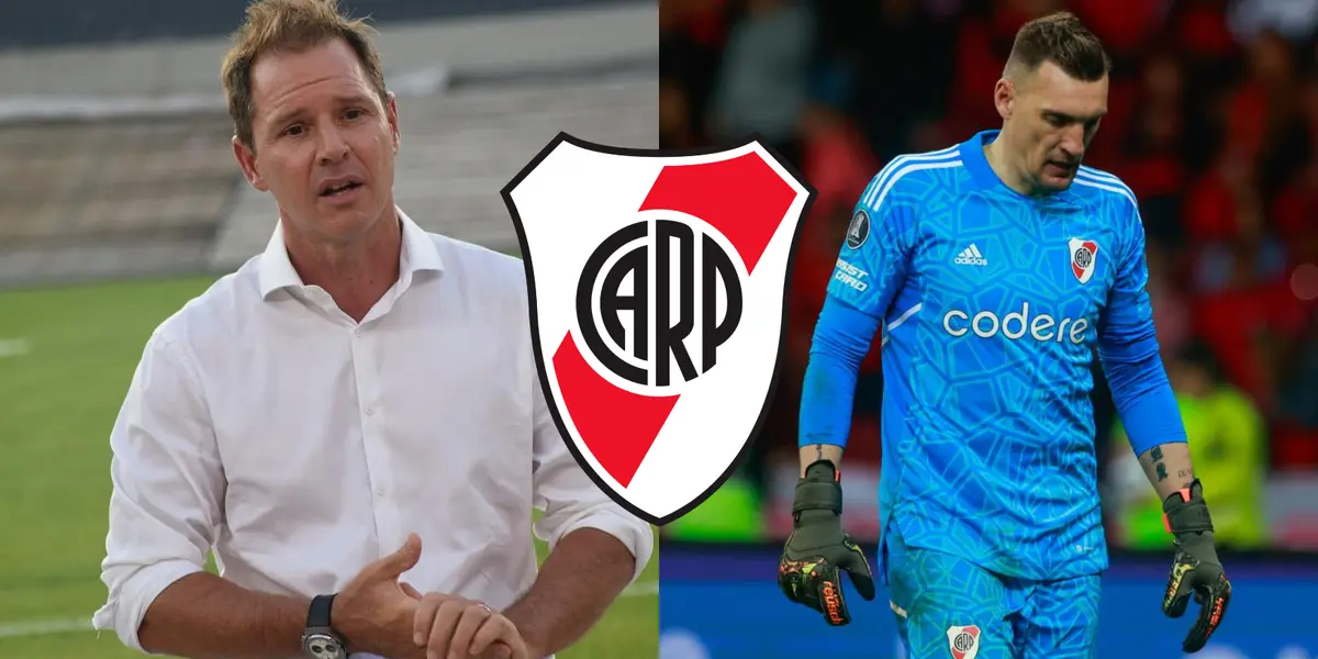 Jorge Brito en el Monumental y a su lado, Franco Armani con el buzo de River.