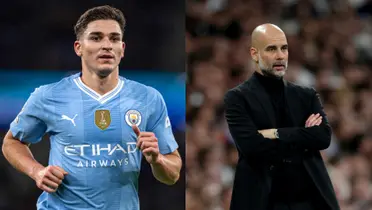 Julián Álvarez y Pep Guardiola, Manchester City.