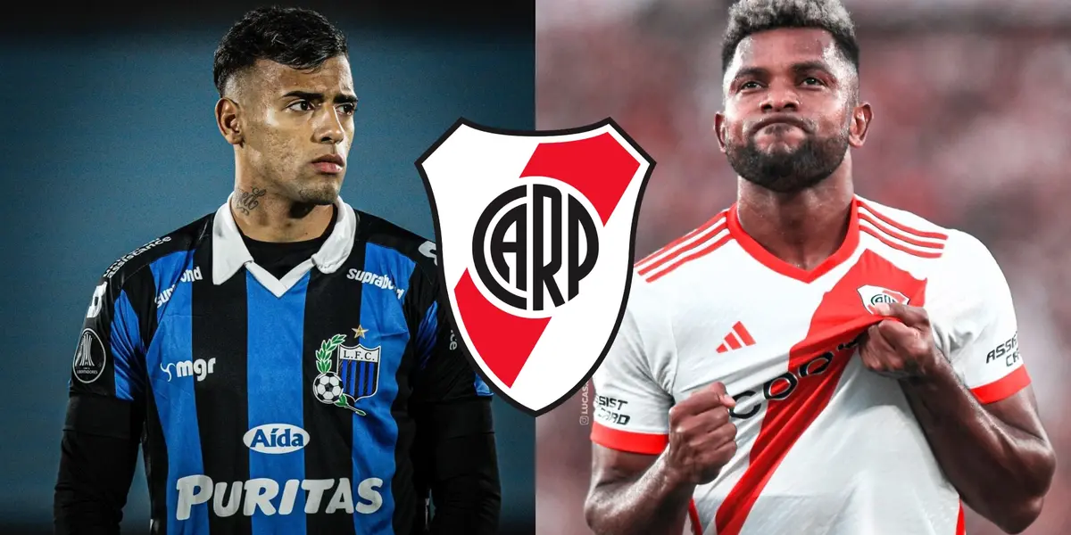 Luciano Rodríguez en Liverpool y Borja festejando su gol en River