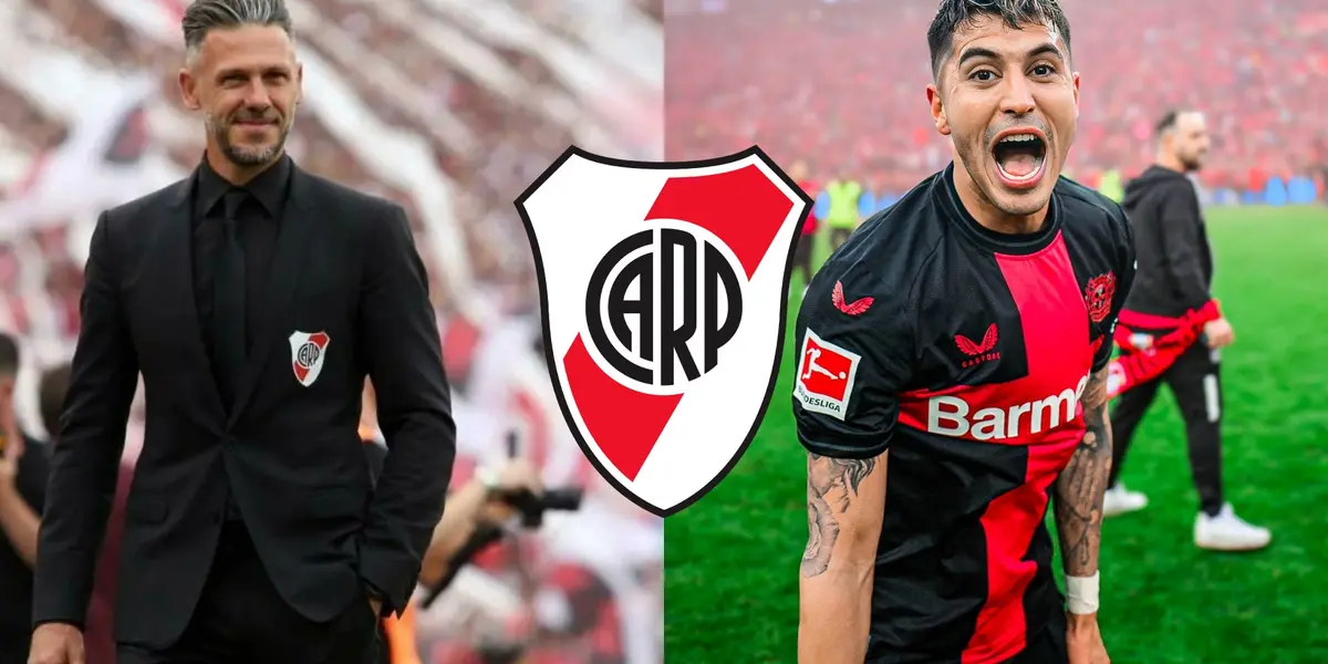 Martín Demichelis sonriente en River y Exequiel Palacios festejando en Alemania