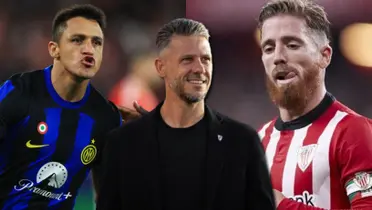 Martín Demichelis y de fondo Iker Muniain y Alexis Sánchez.