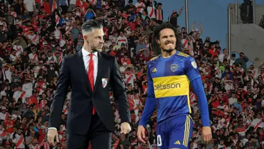 Martín Demichelis y Edinson Cavani.