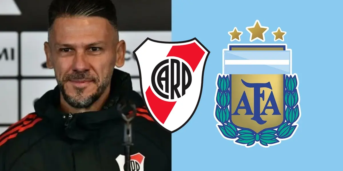 Martín Demichelis y escudo AFA