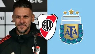 Martín Demichelis y escudo AFA