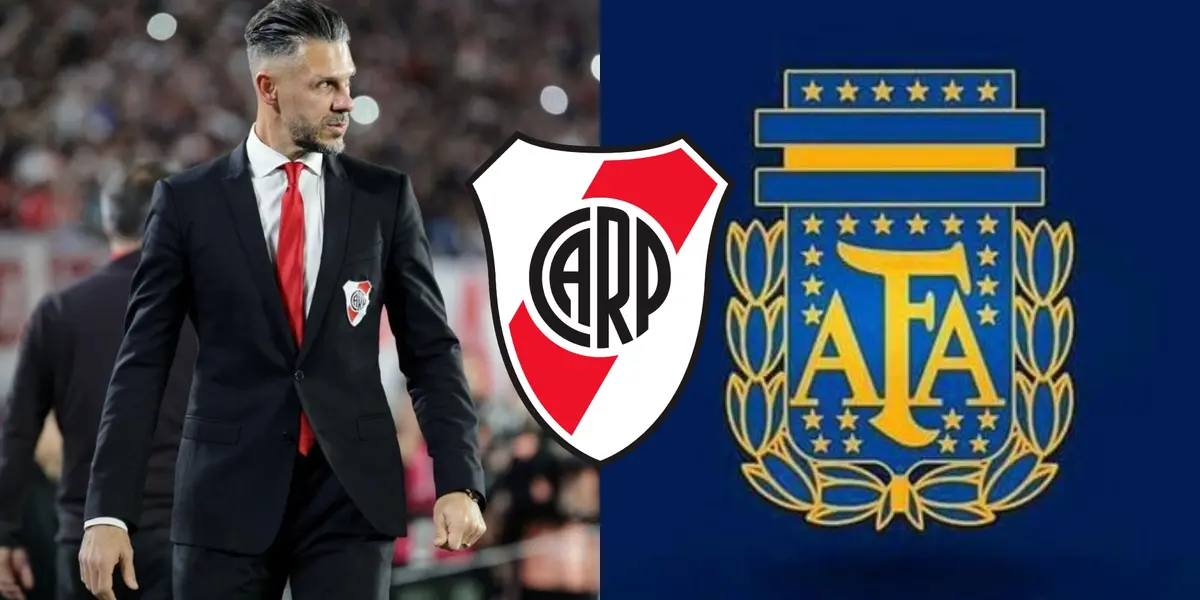 Martín Demichelis y escudo de AFA con colores de Boca