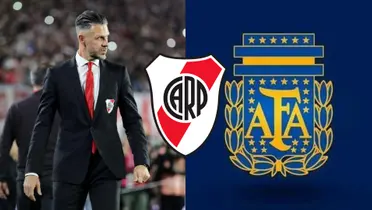 Martín Demichelis y escudo de AFA con colores de Boca