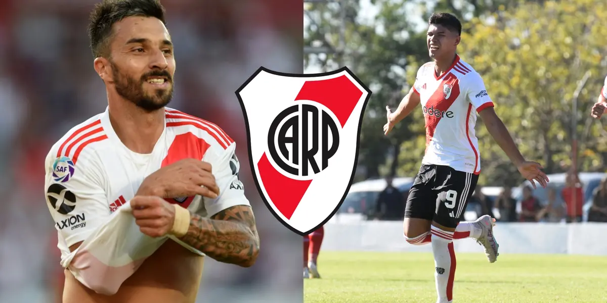 Nacho Scocco celebrando en River y Alexis González, en la reserva