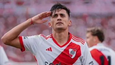 Pablo Solari festejando su gol contra Boca Juniors