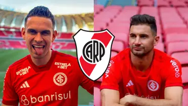 Rafael Santos Borré y Lucas Alario, Inter de Porto Alegre.