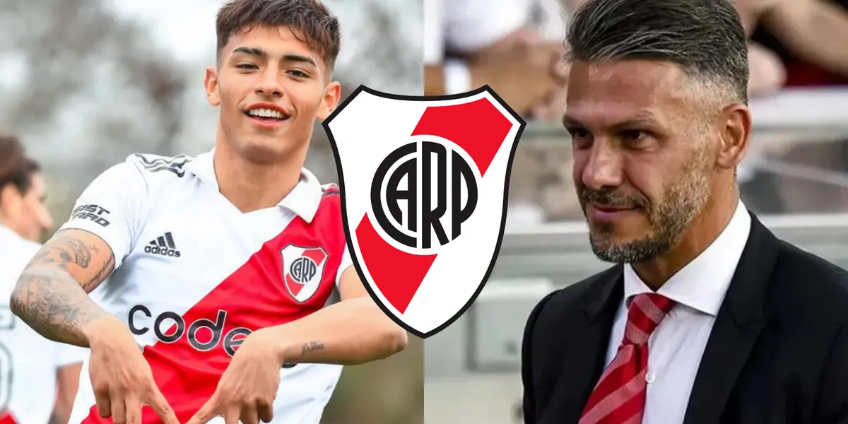 Ruberto con la camiseta de River y a su lado Demichelis.