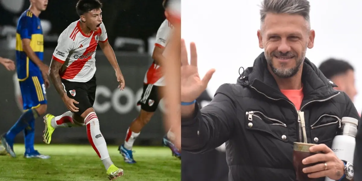 Ruberto gritando gol a Boca y Demichelis viendo a la reserva de River