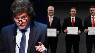 Javier Milei y dirigencia de River