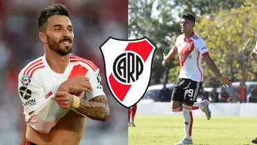 Nacho Scocco celebrando en River y Alexis González, en la reserva